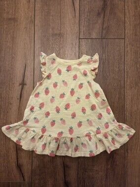 Garanimals Yellow Dress with Pink Strawberry Print and Ruffle Hem 6-9 Months NWT